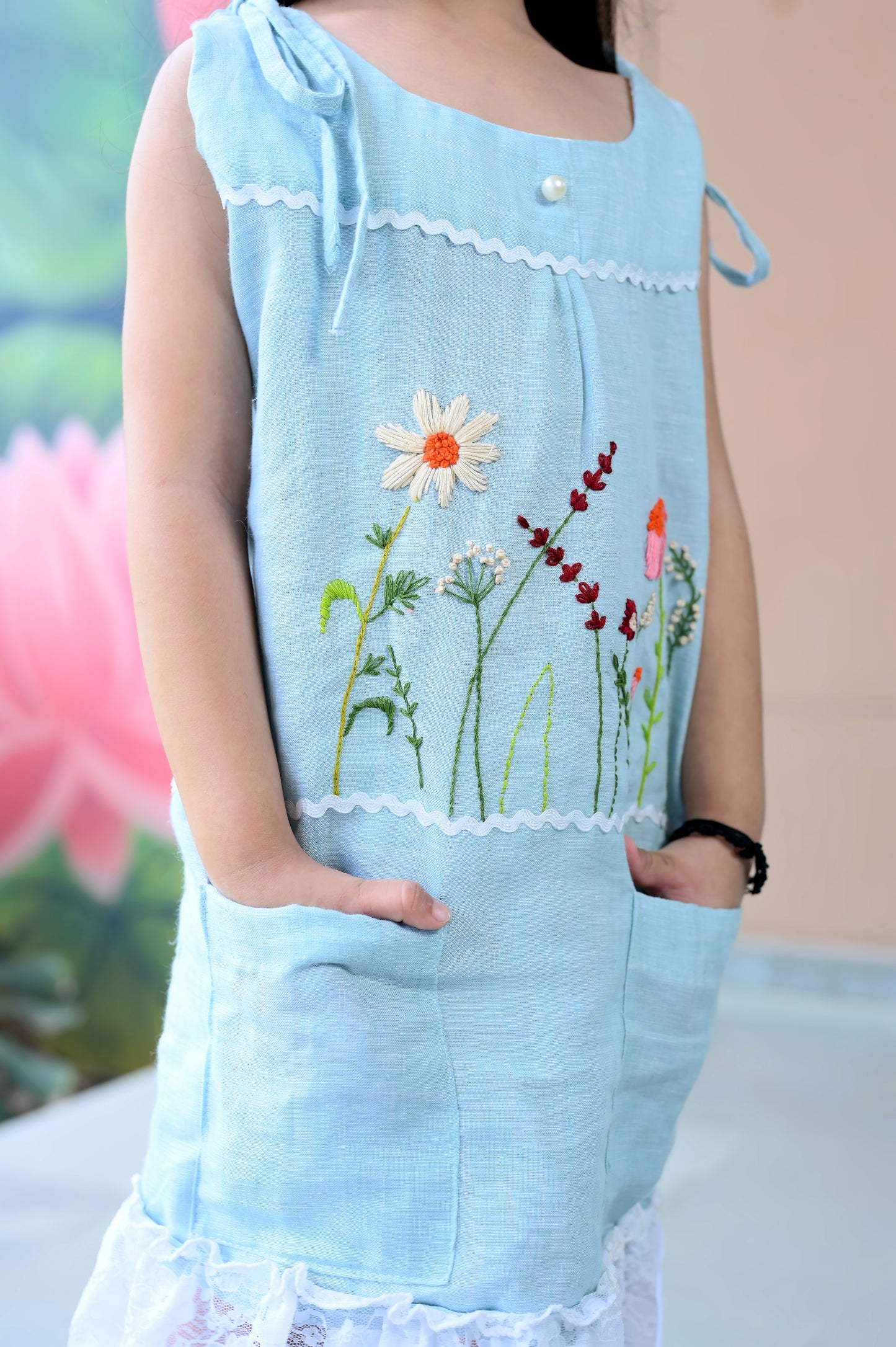 Pure Linen Hand embroidered frock