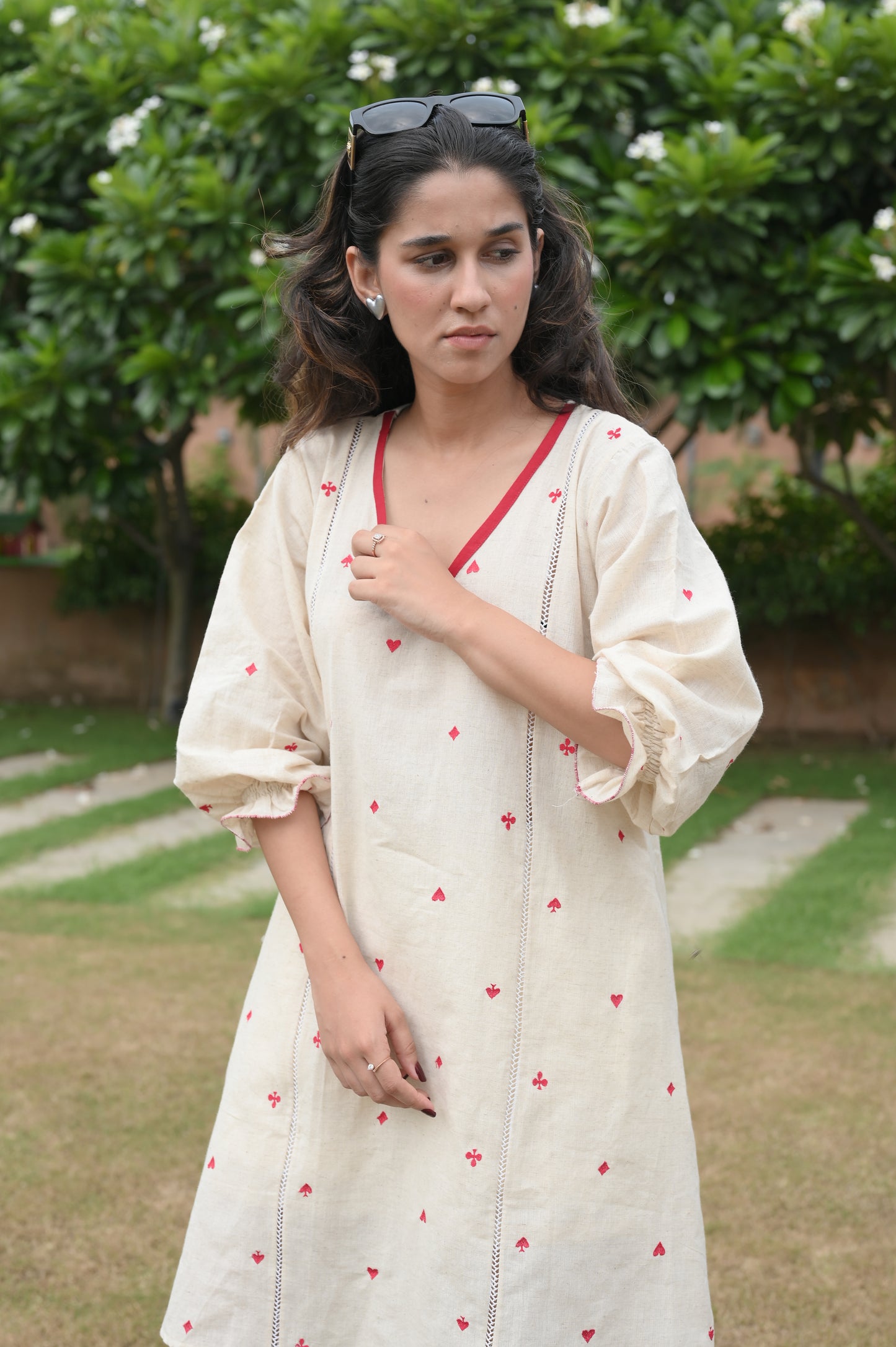 Clubs and hearts Linen Sun dress