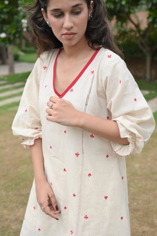 Clubs and hearts Linen Sun dress