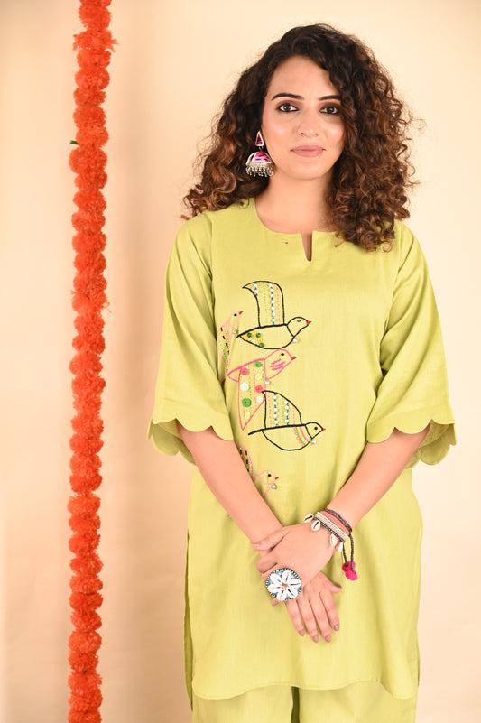 Hariyaali Linen Kurti set