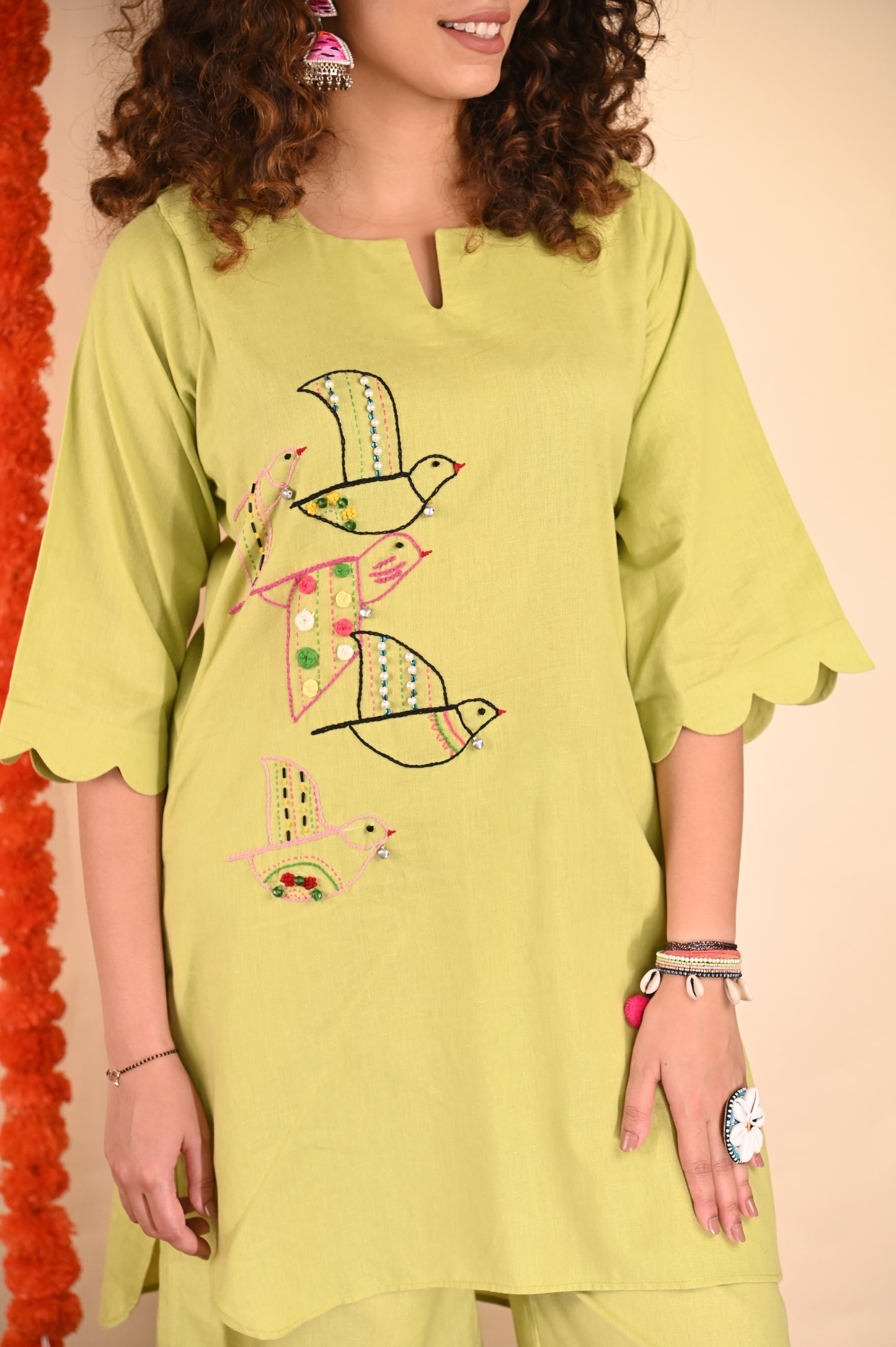 Hariyaali Linen Kurti set
