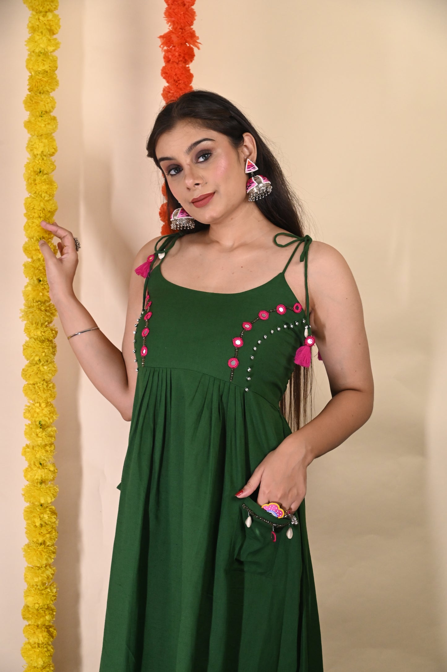 Tota Green - long linen Dress