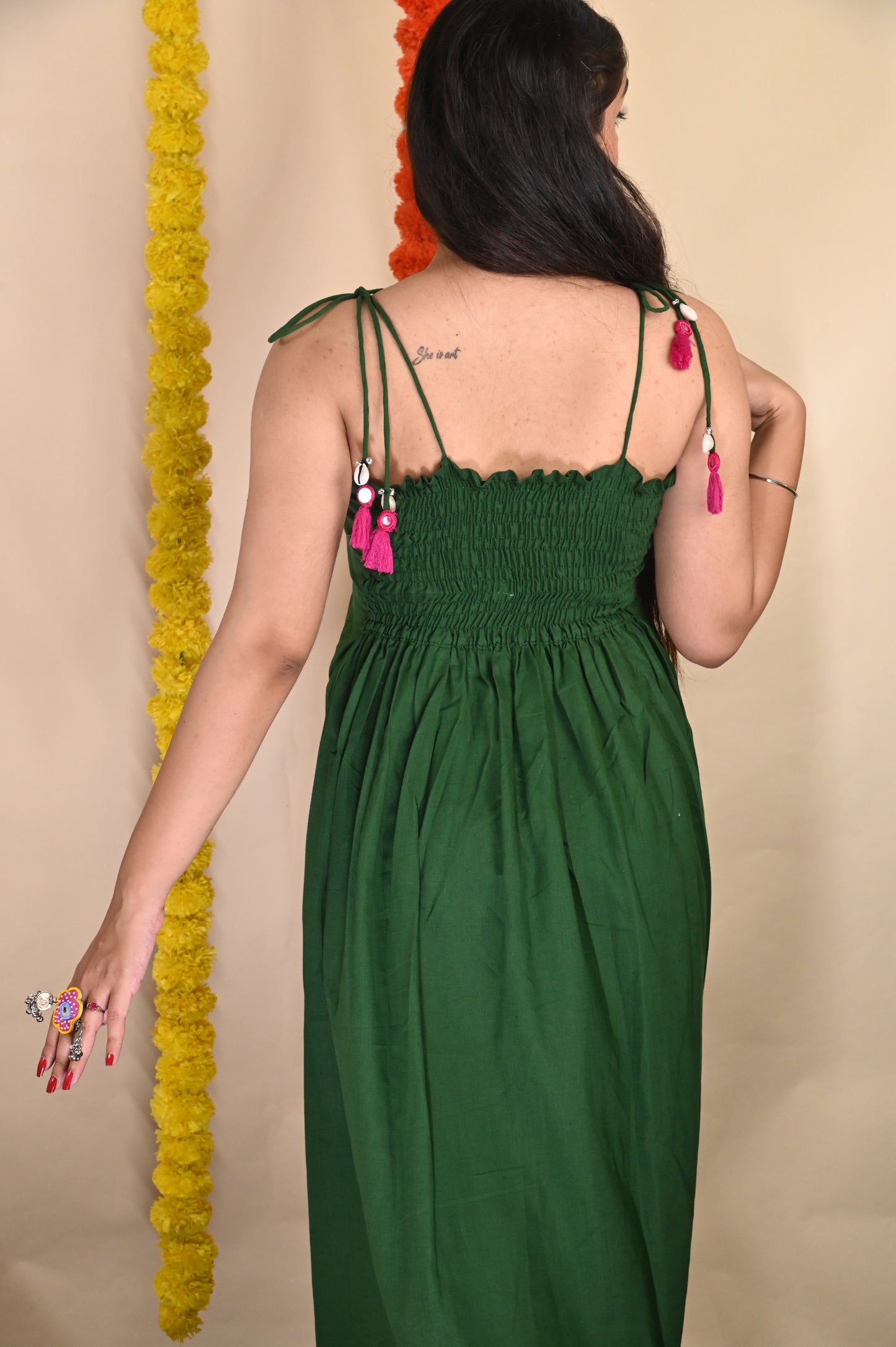 Tota Green - long linen Dress