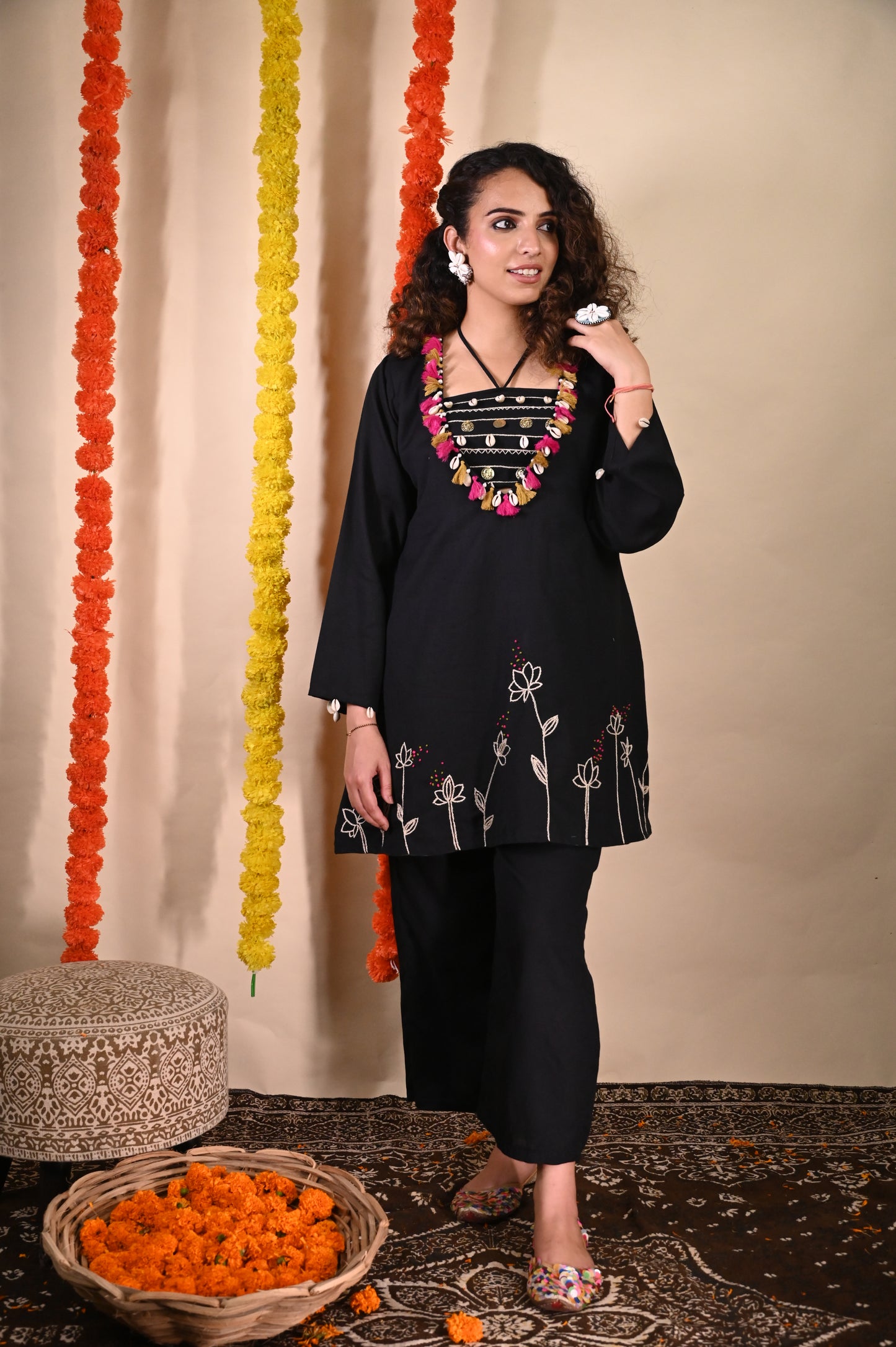 Boho Linen Kurti Set ( set of 3 )