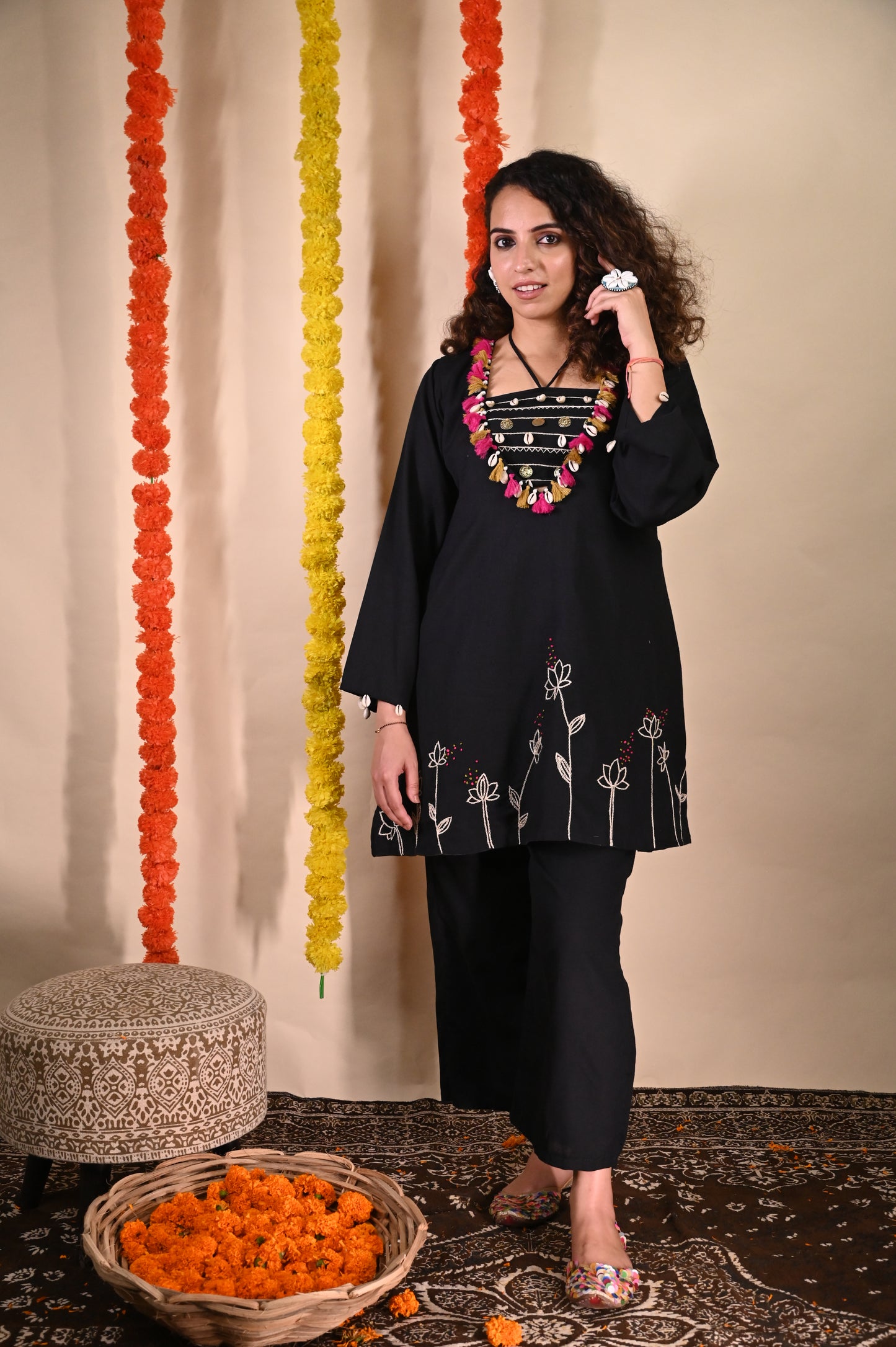 Boho Linen Kurti Set ( set of 3 )