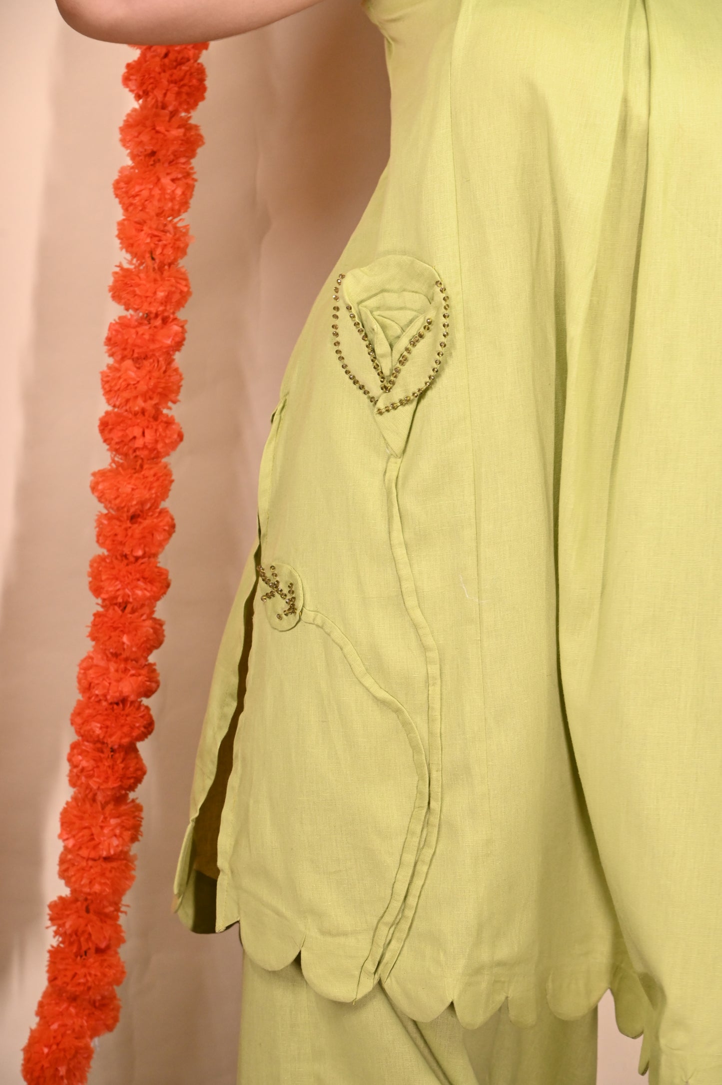 Lime Linen Kurta set ( setof 2 )