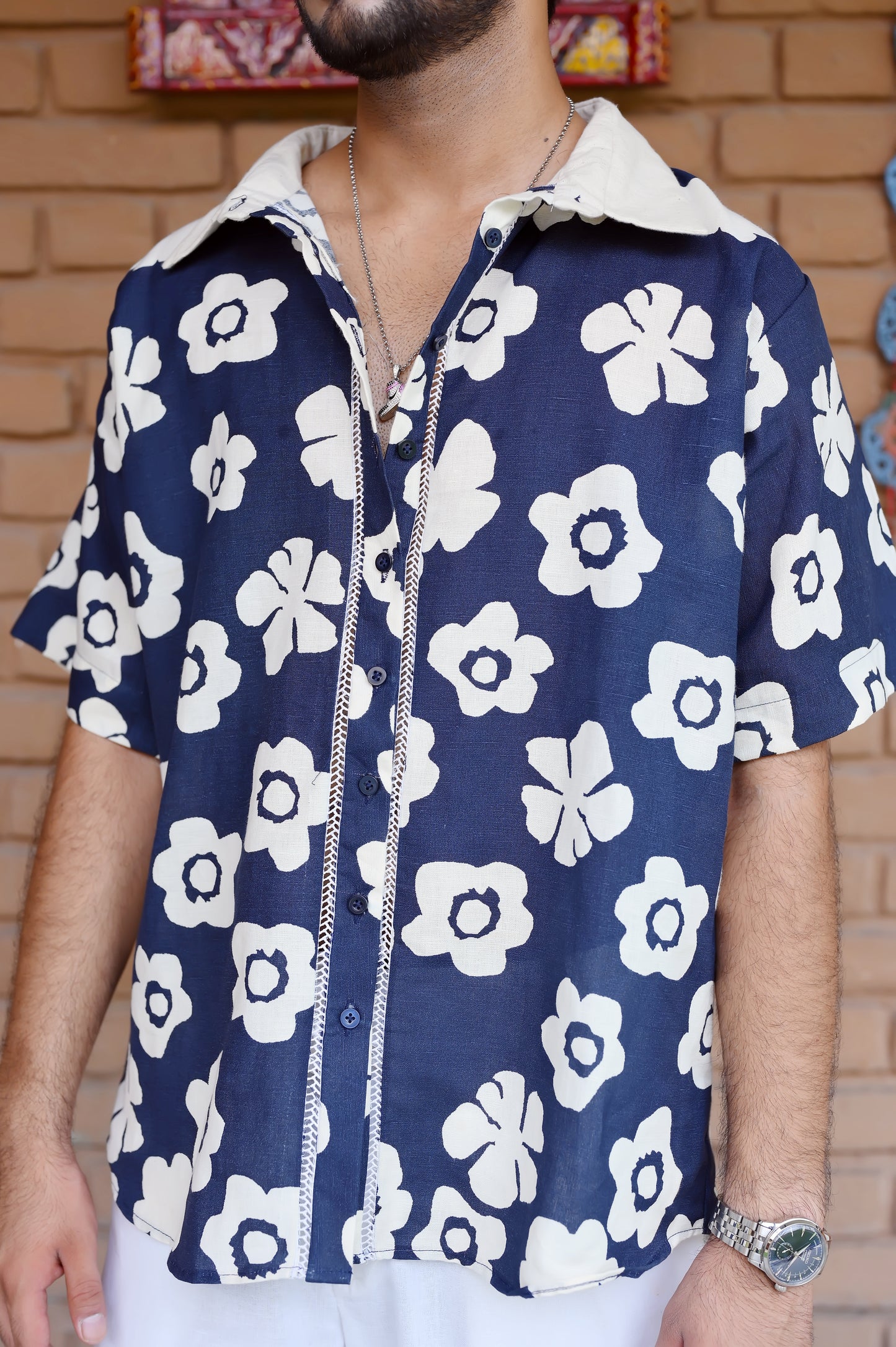 Floral printed Shirt linen Men