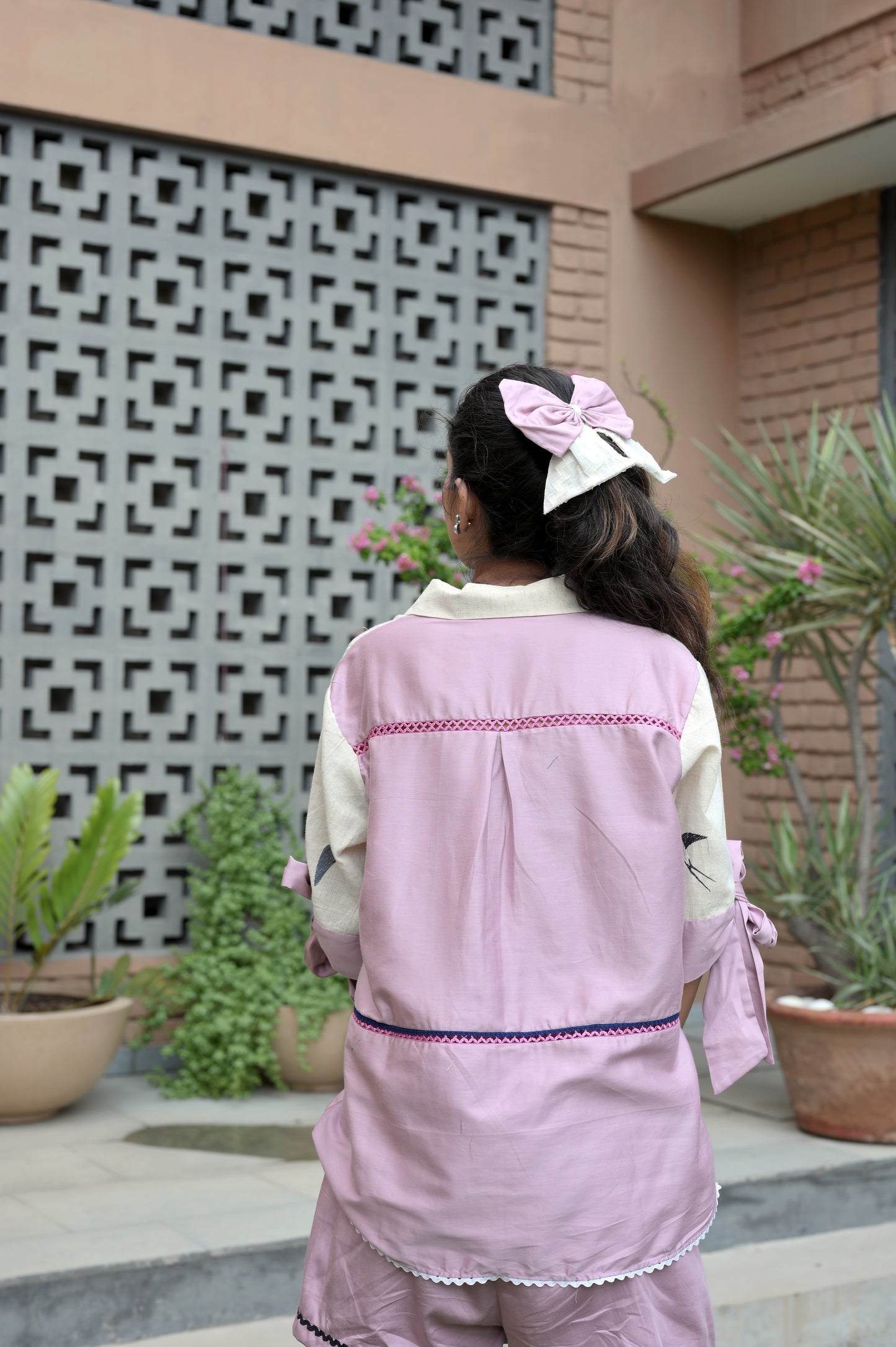 lavender Birdie Linen shirt