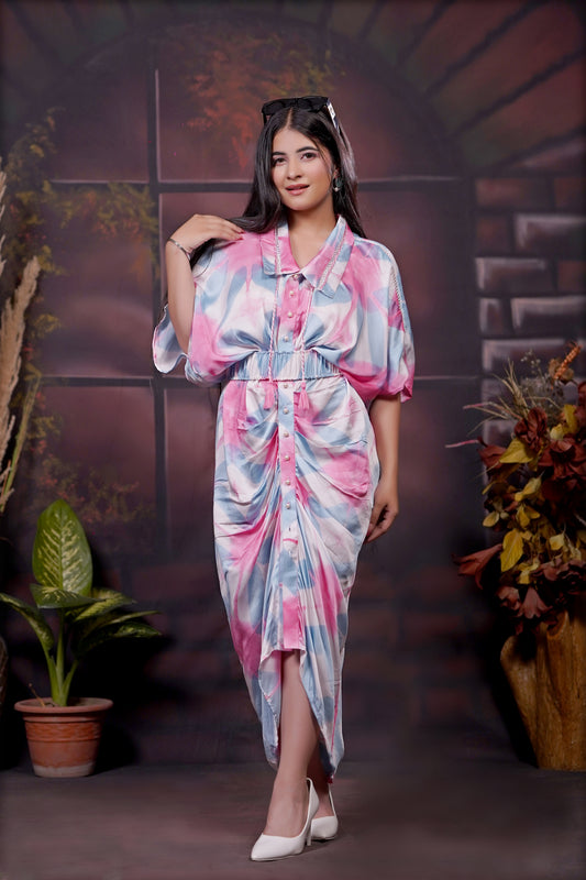 Cotton Candy Draped Dress